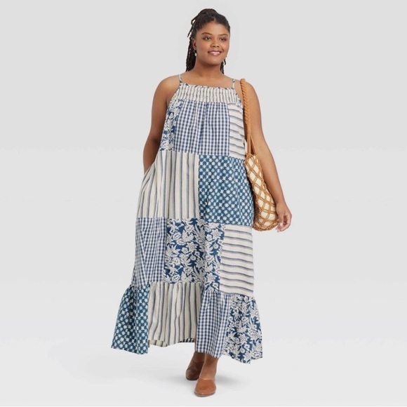 Universal Thread Dresses & Skirts - NWT Universal Thread Blue Patchwork Summer Maxi Dress Size 4X